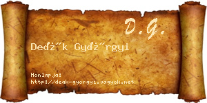 Deák Györgyi névjegykártya